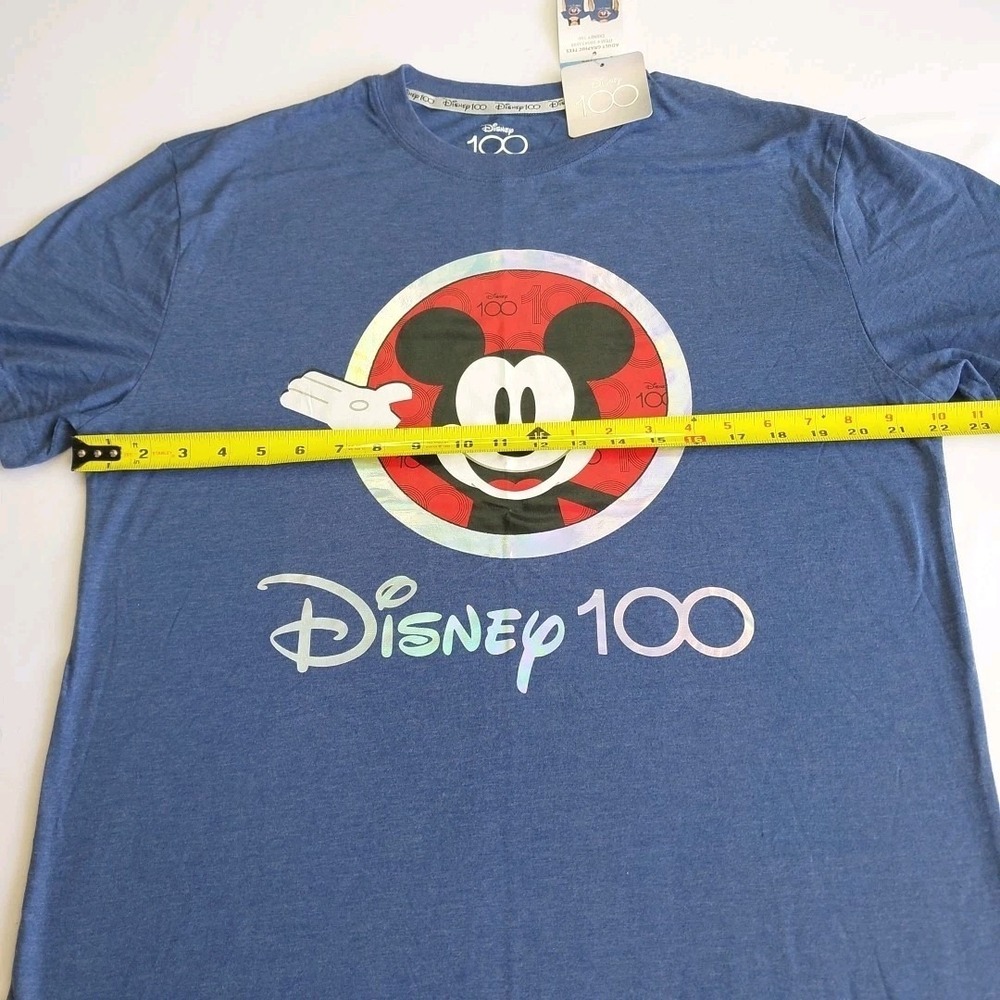 Disney Parks Shirt Adult Large Blue 100 Years Mickey Mouse Double Sided Graphic - Picture 5 of 8